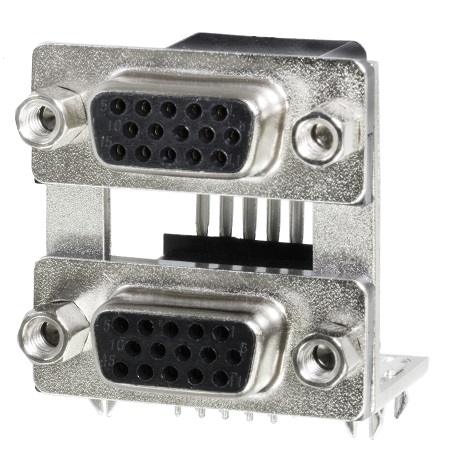 D-SUB CONNECTOR - 15 Pin Three Rows Female Dual Connector DIP Type